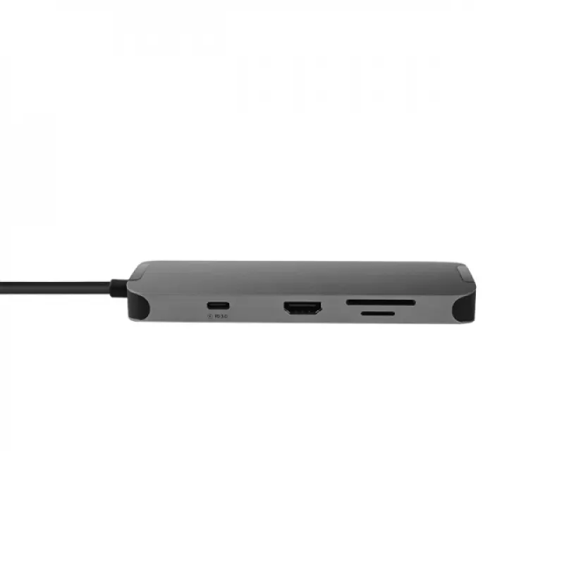 Chieftec DSC-901 USB-C jungčių stotelė, USB 3.2 Gen 1, HDMI, Gigabit LAN, 2x USB-A, 2x USB-C, titano atspalvio