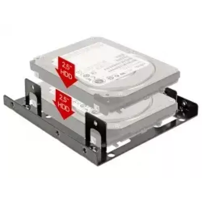 DeLOCK 18210 3,5 colio į 2 x 2,5 colio HDD/SSD montavimo rėmelis, juodas