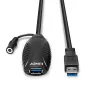 Lindy 43156 USB 3.0 aktyvus pailginimo kabelis, USB-A kištukas – USB-A lizdas, 10 m, USB 3.2 Gen 1, 5 Gbit/s, juodos spalvos