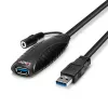 Lindy 43156 USB 3.0 aktyvus pailginimo kabelis, USB-A kištukas – USB-A lizdas, 10 m, USB 3.2 Gen 1, 5 Gbit/s, juodos spalvos