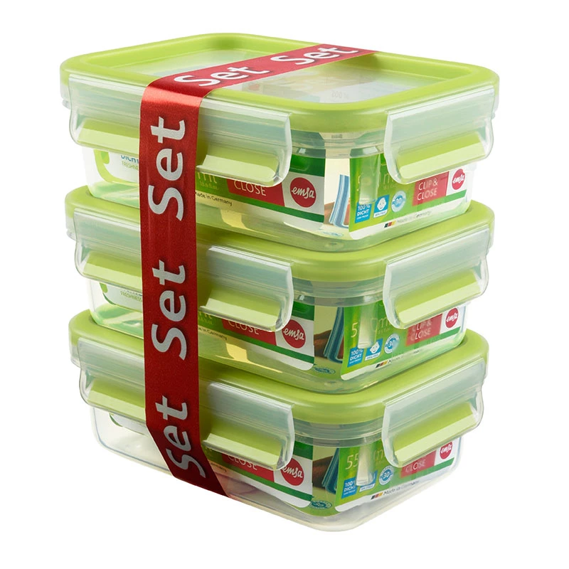 EMSA 508570 maisto laikymo indas stačiakampis 0,55 L permatomas 3 vnt