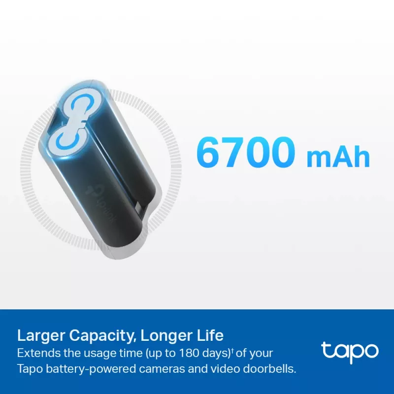 TP-Link Tapo baterijos paketas, ličio, 6700 mAh, juoda
