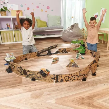 Žaislinė lenktynių trasa VTech Car-Board Racers Dino Adventure Set, kartoninė trasa