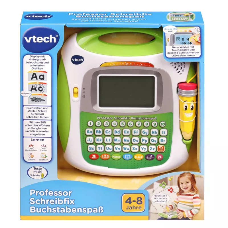 VTech 617004 – žaidimų konsolė, 4–8 metams, reikalingos AA baterijos, žalia/balta