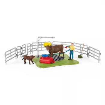 Schleich FARM WORLD Happy Cow Wash – ūkio gyvūnų priežiūros rinkinys