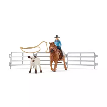 schleich Cowgirl Team Roping Fun žaidimo rinkinys, 3 m., įvairiaspalvis