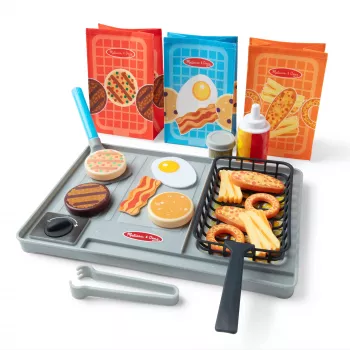 Melissa & Doug Flip & Fry Grill kepimo ir gruzdinimo žaidimų rinkinys su Water WOW spalvų keitimo maistu, ikimokyklinis žaislas, nuo 3 metų