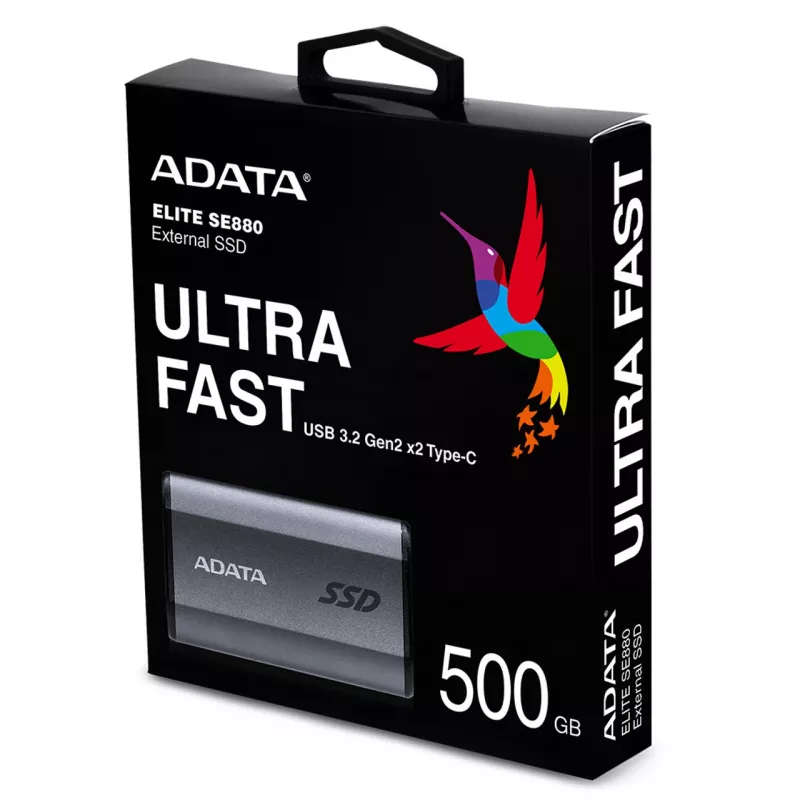 ADATA SE880 500 GB USB Type-C 3.2 Gen 2 (3.1 Gen 2) pilka spalva išorinis SSD