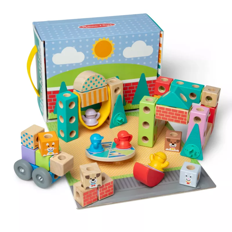Melissa & Doug MDT BBN Blockables Town Pyst GML statybinis rinkinys, 73 dalys, plastikas ir medis, nuo 2 metų