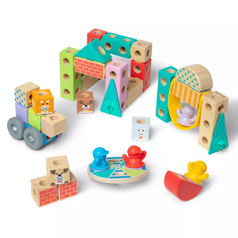 Melissa & Doug MDT BBN Blockables Town Pyst GML statybinis rinkinys, 73 dalys, plastikas ir medis, nuo 2 metų