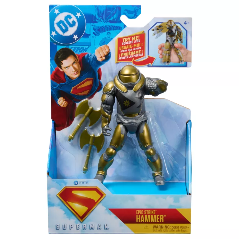 Veiksmo figūrėlė Supermenas Hammer of Boravia 6 colių, filmo stilius, 2 priedai, aukso/pilka