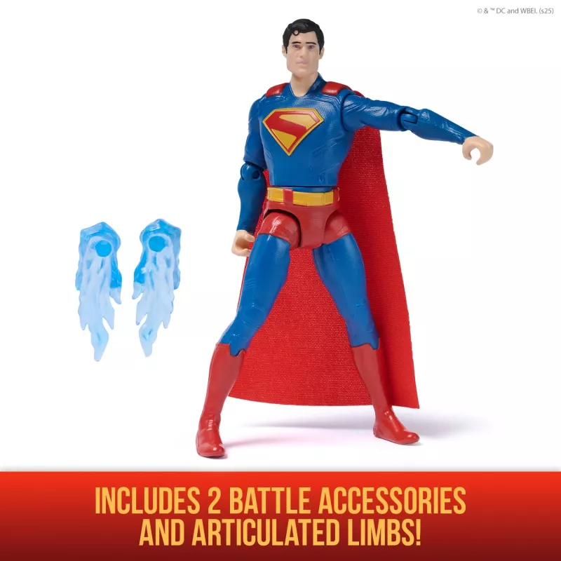 DC Comics SUPERMAN Epic Strike veiksmo figūrėlė, 15 cm, autentiškas filmo stilius, 2 aksesuarai, žaislai vaikams nuo 4 metų