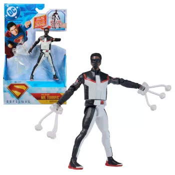 DC Comics SUPERMAN Mr. Terrific Epic Strike veiksmo figūrėlė, 15 cm, autentiškas filmo stilius, 2 aksesuarai, žaislai vaikams nuo 4 metų