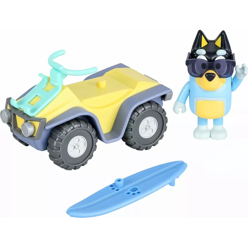 Moose Toys Bluey S9 Figūrėlės ir transporto priemonės rinkinys Paplūdimio keturratis su Banditu