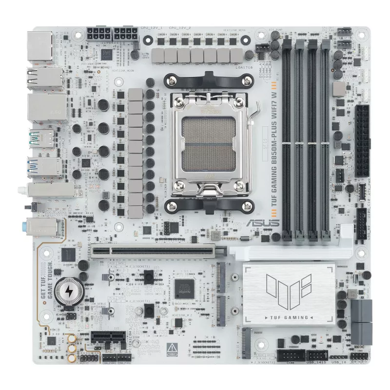 Motininė plokštė ASUS TUF GAMING B850M-PLUS WIFI7 W, AMD B850, Socket AM5, micro ATX, DDR5, 4×DIMM, iki 256 GB, Wi‑Fi 7, 2.5Gb Ethernet