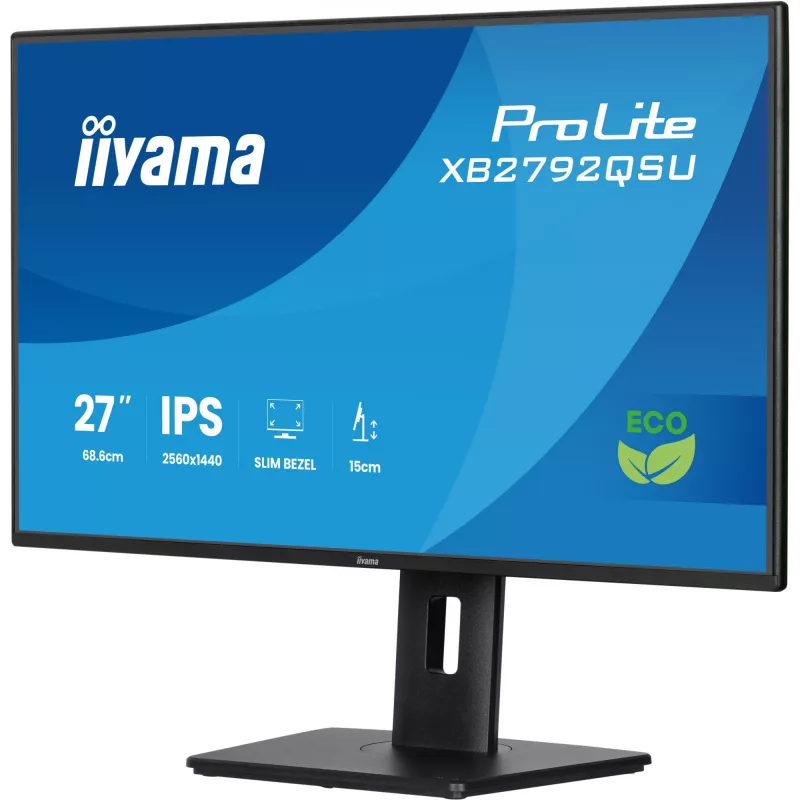 Monitorius IIYAMA ProLite XB2792QSU-B1 27 inch IPS QHD 2560×1440 3 ms 178° VESA aukštį reguliuojamas stovas USB 3.2 garsiakalbiai juoda B energijos klasė
