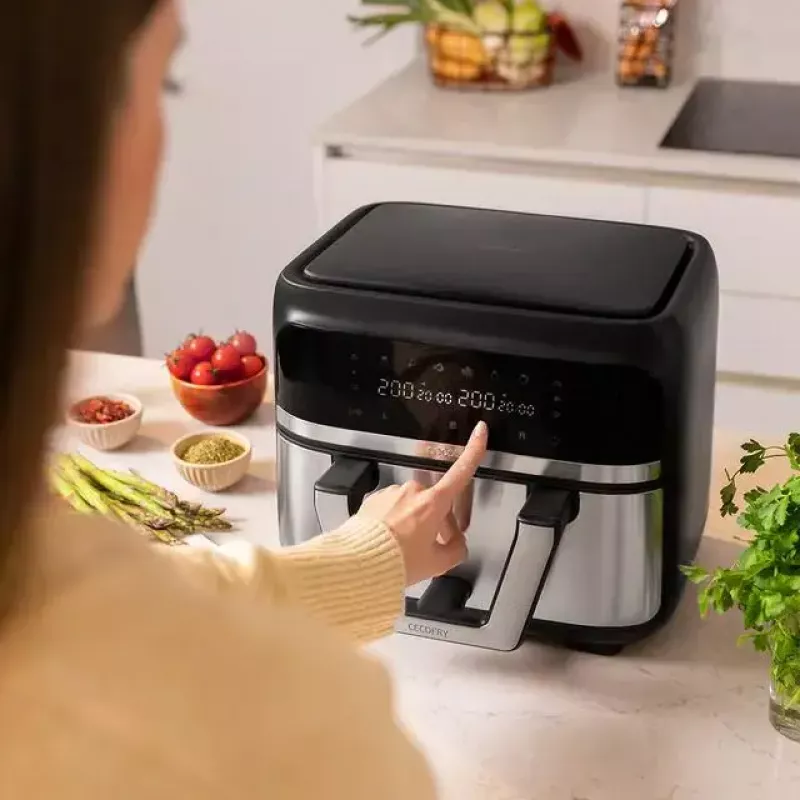 Kaitintuvo oro gruzdintuvė Cecotec Cecofry Dual 9000 9 L 2850 W Juoda Nerūdijantis plienas