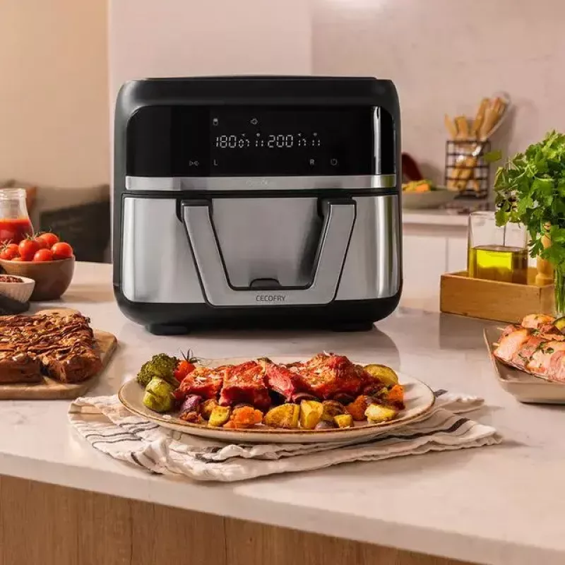 Kaitintuvo oro gruzdintuvė Cecotec Cecofry Dual 9000 9 L 2850 W Juoda Nerūdijantis plienas