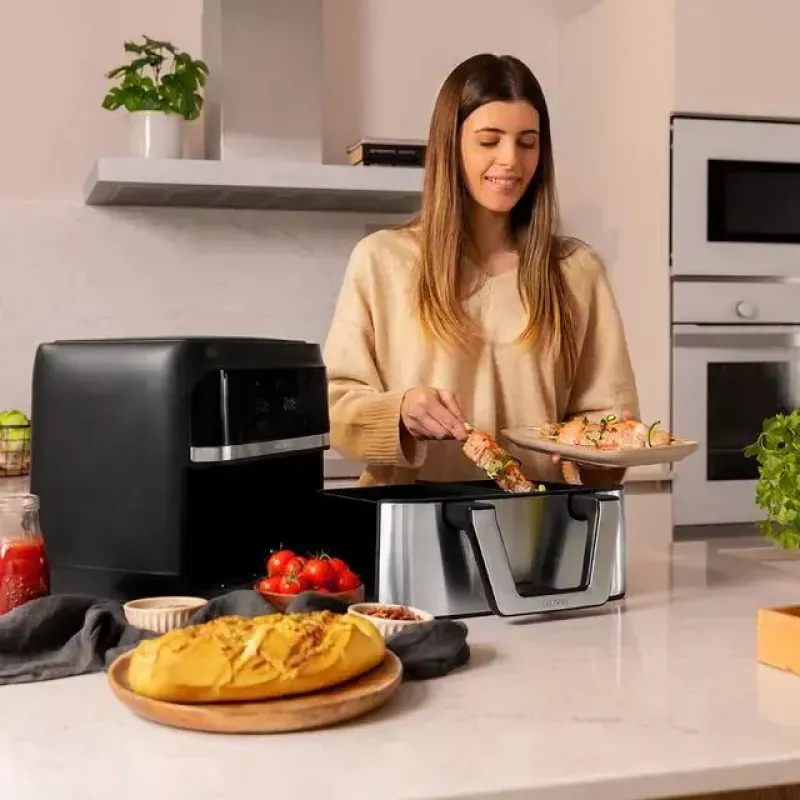 Kaitintuvo oro gruzdintuvė Cecotec Cecofry Dual 9000 9 L 2850 W Juoda Nerūdijantis plienas