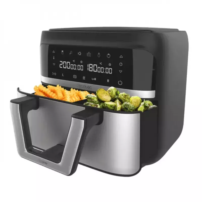 Kaitintuvo oro gruzdintuvė Cecotec Cecofry Dual 9000 9 L 2850 W Juoda Nerūdijantis plienas