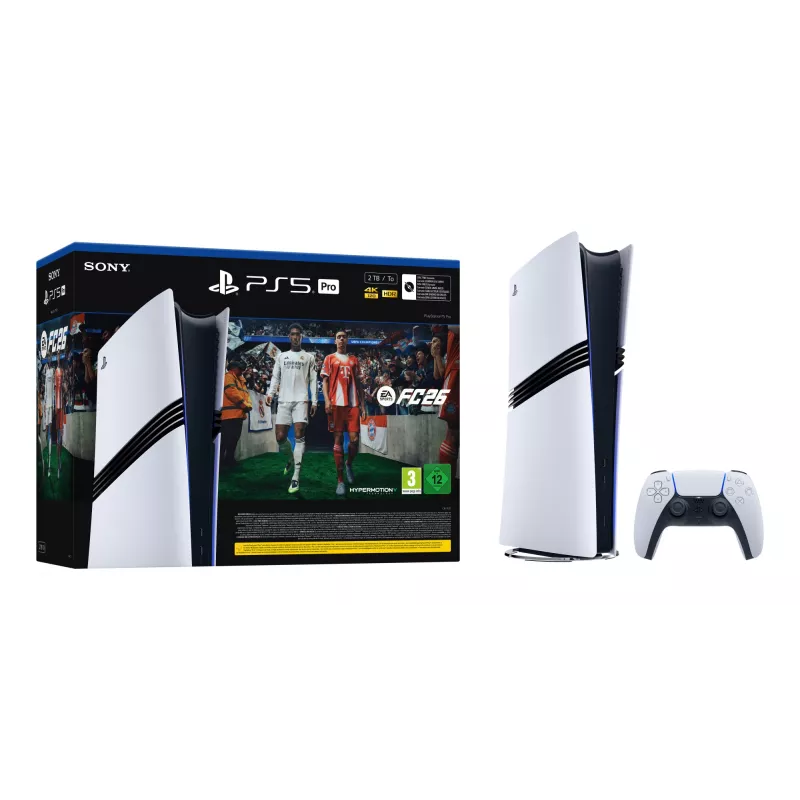 Sony PlayStation 5 Pro + EA Sports FC 26 komplektas 2 TB Wi-Fi juoda, balta
