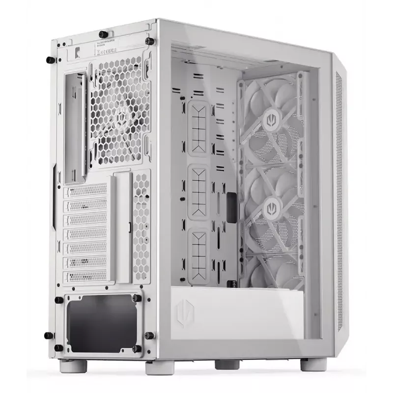 PC korpusas Midi Tower ENDORFY ARX 500 ARGB White – grūdintas stiklas, ATX/Micro-ATX/Mini-ITX, 3x140mm priekyje + 1x140mm gale, 1×3,5 colio + 6×2,5 colio vietos