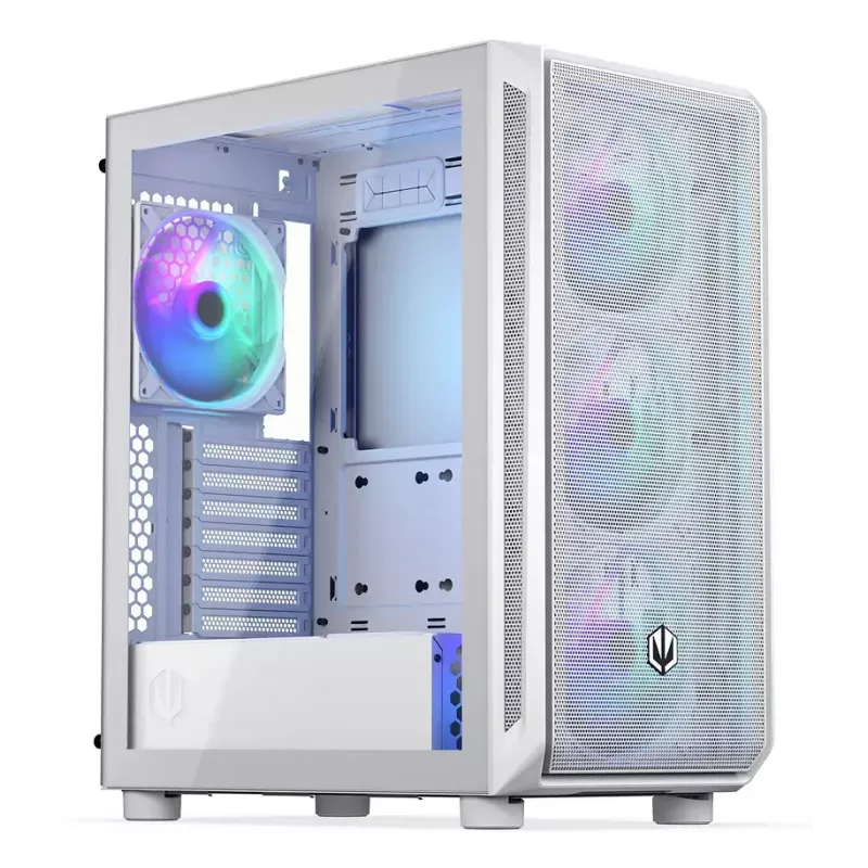 PC korpusas Midi Tower ENDORFY ARX 500 ARGB White – grūdintas stiklas, ATX/Micro-ATX/Mini-ITX, 3x140mm priekyje + 1x140mm gale, 1×3,5 colio + 6×2,5 colio vietos