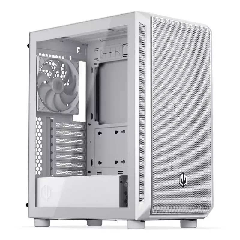 PC korpusas Midi Tower ENDORFY ARX 500 ARGB White – grūdintas stiklas, ATX/Micro-ATX/Mini-ITX, 3x140mm priekyje + 1x140mm gale, 1×3,5 colio + 6×2,5 colio vietos