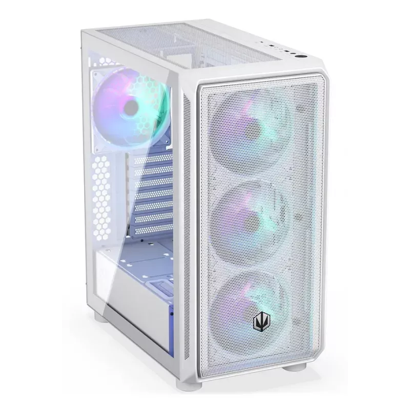 PC korpusas Midi Tower ENDORFY ARX 500 ARGB White – grūdintas stiklas, ATX/Micro-ATX/Mini-ITX, 3x140mm priekyje + 1x140mm gale, 1×3,5 colio + 6×2,5 colio vietos