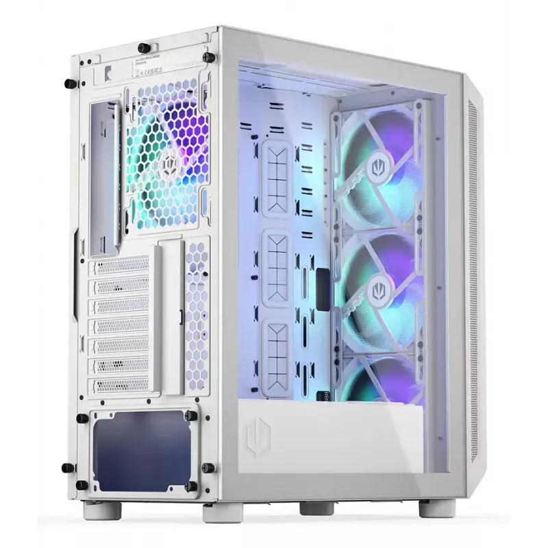 PC korpusas Midi Tower ENDORFY ARX 500 ARGB White – grūdintas stiklas, ATX/Micro-ATX/Mini-ITX, 3x140mm priekyje + 1x140mm gale, 1×3,5 colio + 6×2,5 colio vietos