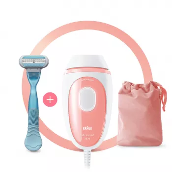 Braun Silk-expert Pro Silk-expert Mini IPL plaukų šalinimo prietaisas, rožinė, balta