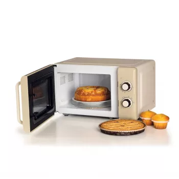 Ariete Vintage Line 3960 Retro mikrobangų krosnelė, 800W, 20L, 3 funkcijos, 5 gaminimo lygiai, laikmatis, smėlio spalvos