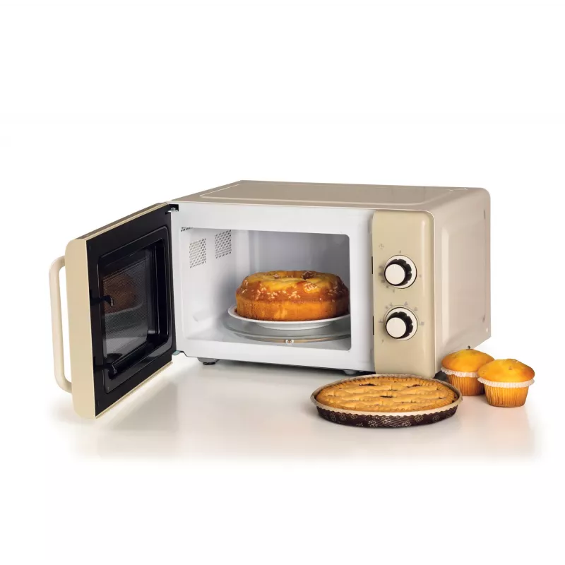 Ariete Vintage Line 3960 Retro mikrobangų krosnelė, 800W, 20L, 3 funkcijos, 5 gaminimo lygiai, laikmatis, smėlio spalvos