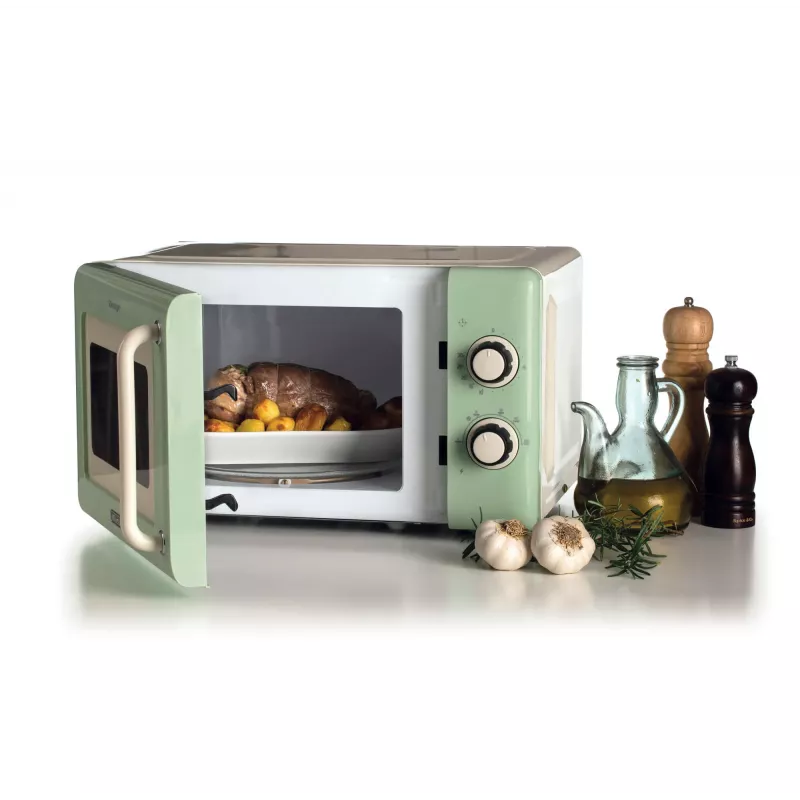 Ariete Vintage Line 3960 Retro mikrobangų krosnelė, 800W, 20L, 3 funkcijos, 5 galingumo lygiai, laikmatis, žalia
