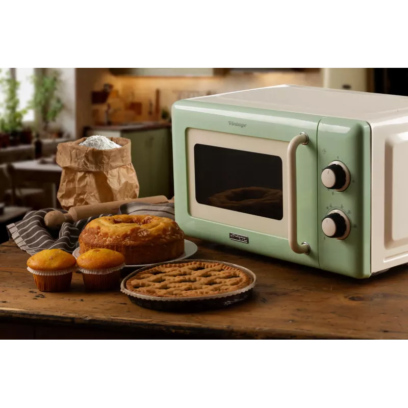 Ariete Vintage Line 3960 Retro mikrobangų krosnelė, 800W, 20L, 3 funkcijos, 5 galingumo lygiai, laikmatis, žalia