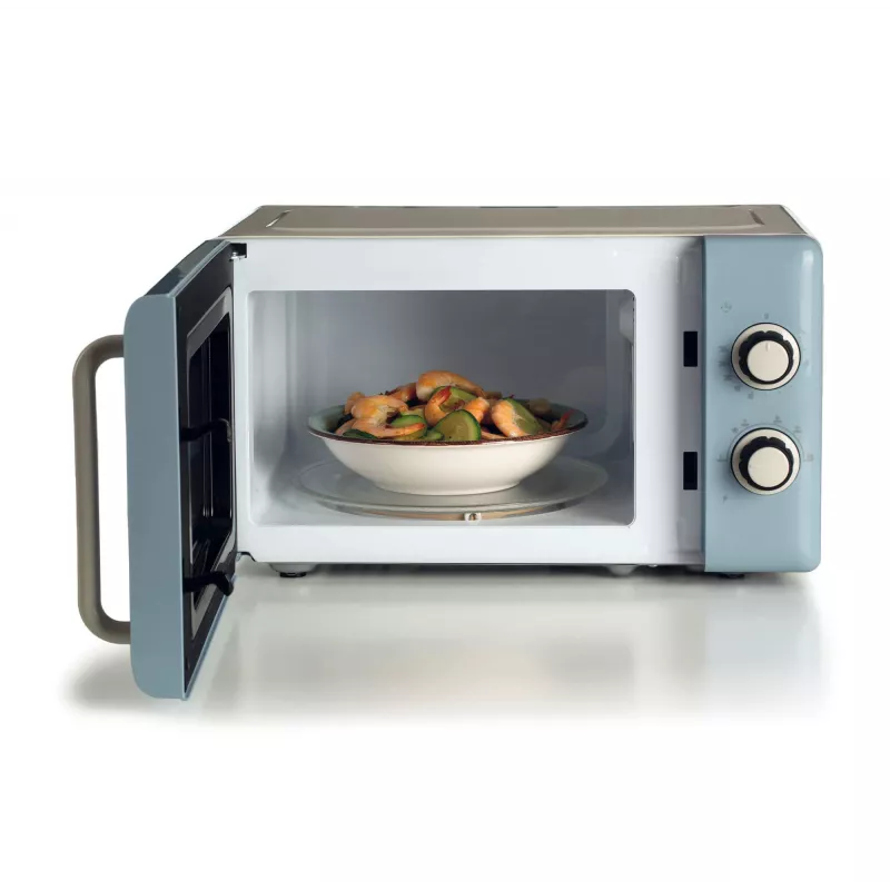 Ariete Vintage Line 3960 mikrobangų krosnelė, 800 W, 20 L, 3 funkcijos, 5 gaminimo lygiai, laikmatis, mėlyna