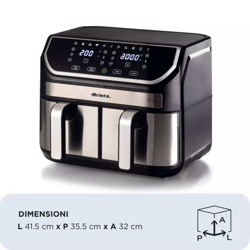 Kepimo be aliejaus krosnelė Ariete 4625/00 9 L 2100 W Juoda Sidabrinė