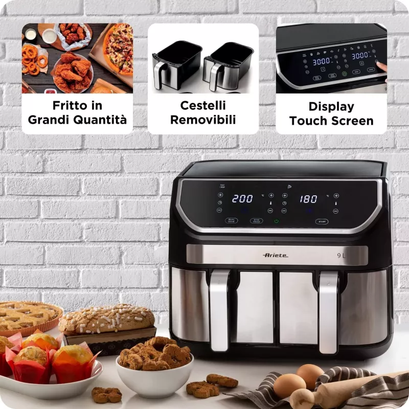 Kepimo be aliejaus krosnelė Ariete 4625/00 9 L 2100 W Juoda Sidabrinė