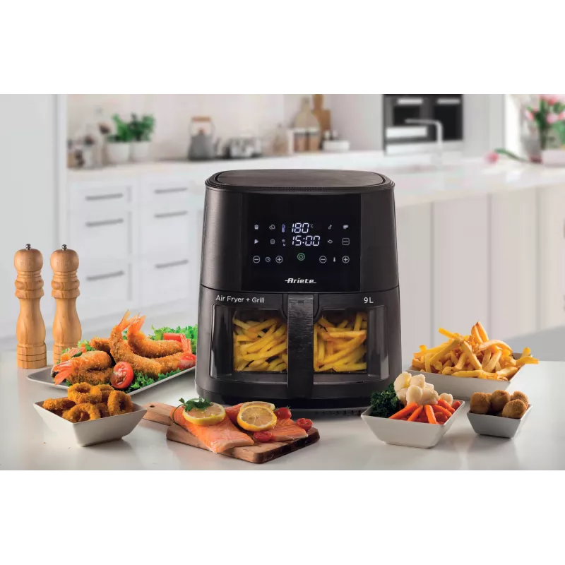 Ariete 4630 Oro gruzdintuvė 9L, 1300W, talpa 9L, gaminimo talpa 2,5kg, 8 išankstinių programų, temperatūra iki 200°, skaidrus krepšelis, juoda