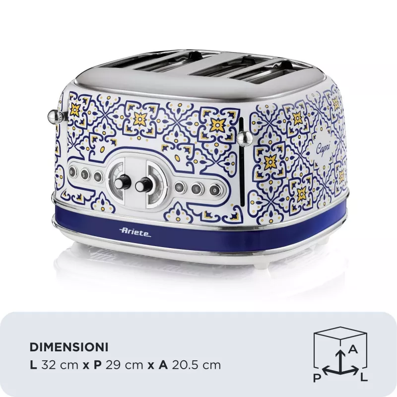 Skrudintuvas ARIETE Capri 4 griežinėliams, 1630 W, baltas/margas