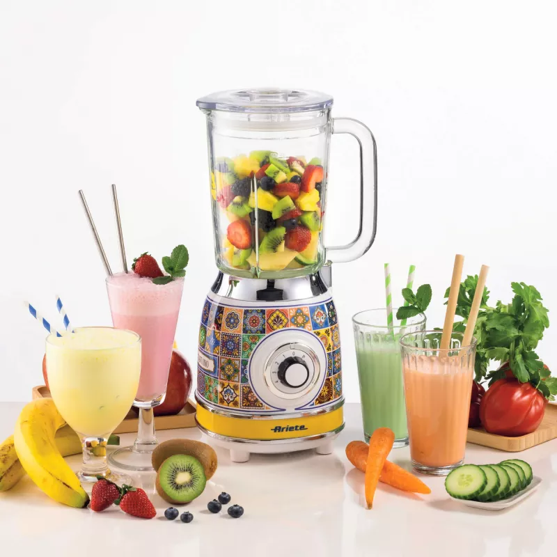 Ariete 583 Positano blenderis 1,5 l stiklinis indas, 4 nerūdijančio plieno peiliai, 4 greičiai + impulsas, 1000 W