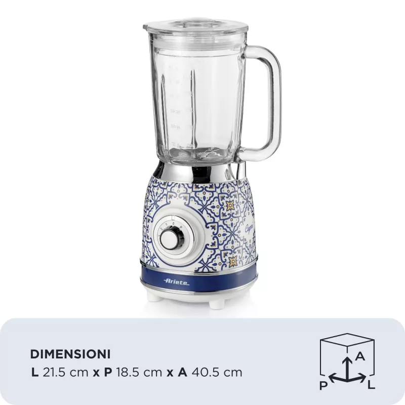 Ariete 583 Capri blenderis su 1,5 l stikliniu indu, 4 nerūdijančio plieno peiliukais, 4 greičiais + pulsu, 1000 W