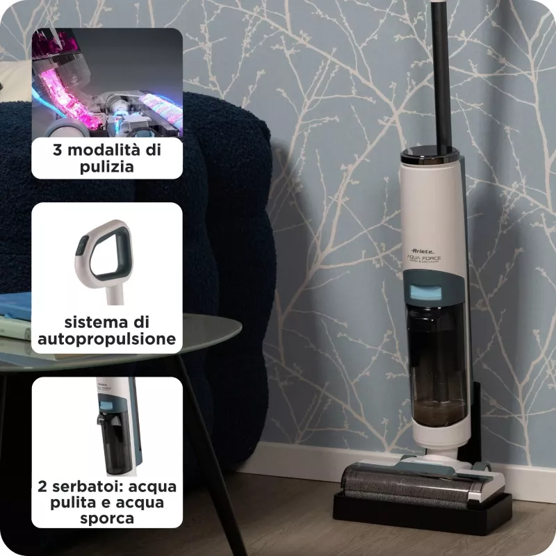 Ariete 2483 Aqua Force Wash & Vacuum, belaidis šlapias-sausas valytuvas, 700 ml