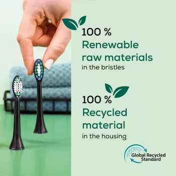 Pakuotė 4 vnt. keičiamų šepetėlių galvučių Beurer SC Premium Protection Plus Green Planet – juodos