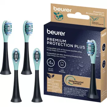 Pakuotė 4 vnt. keičiamų šepetėlių galvučių Beurer SC Premium Protection Plus Green Planet – juodos
