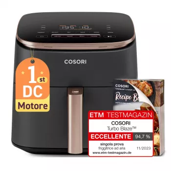 Oro gruzdintuvė Cosori Turbo Blaze Chef Edition Single 6 L 1725 W, juoda su rožinio aukso akcentais