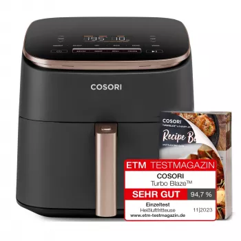 Oro gruzdintuvė Cosori Turbo Blaze Chef Edition Single 6 L 1725 W, juoda su rožinio aukso akcentais