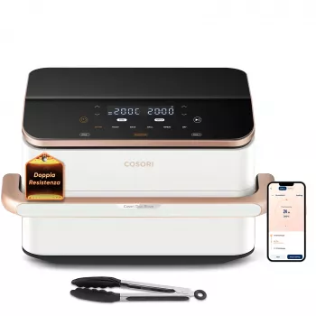 Kepimo krosnelė su oro cirkuliacija Cosori Dual Blaze Twinfry Chef Edition Double 10 L, 2800 W, belaidis ryšys, rožinis auksas, balta