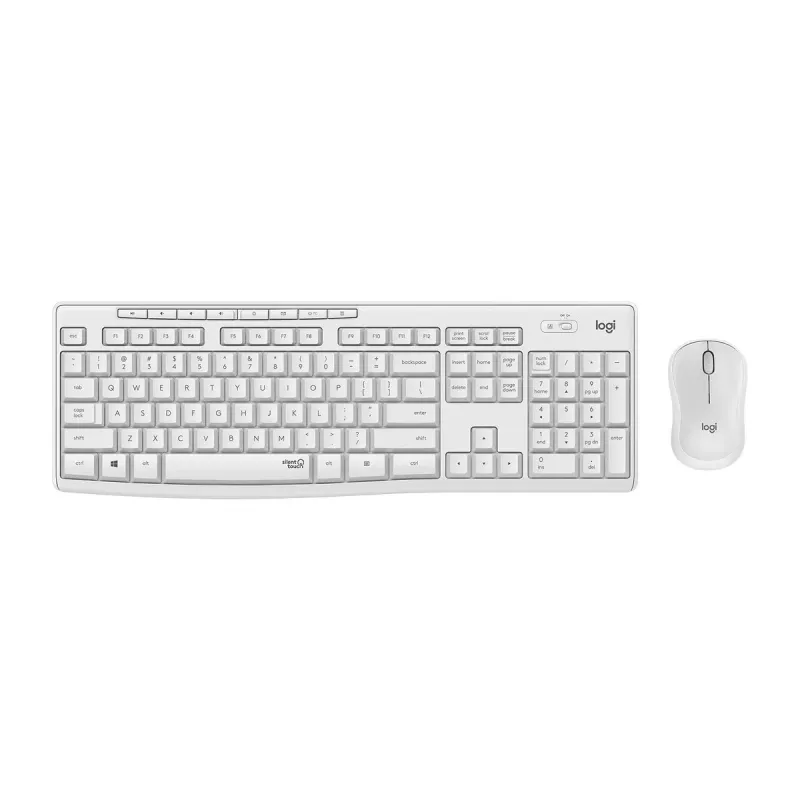 Logitech MK295 belaidis klaviatūros ir pelės rinkinys tyli RF QWERTY US International balta