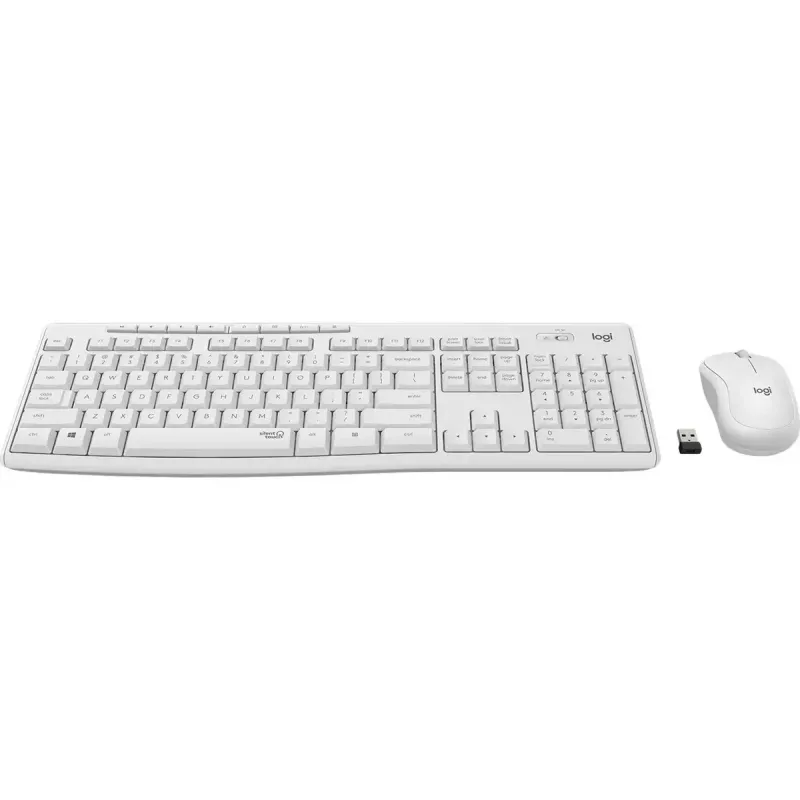 Logitech MK295 belaidis klaviatūros ir pelės rinkinys tyli RF QWERTY US International balta